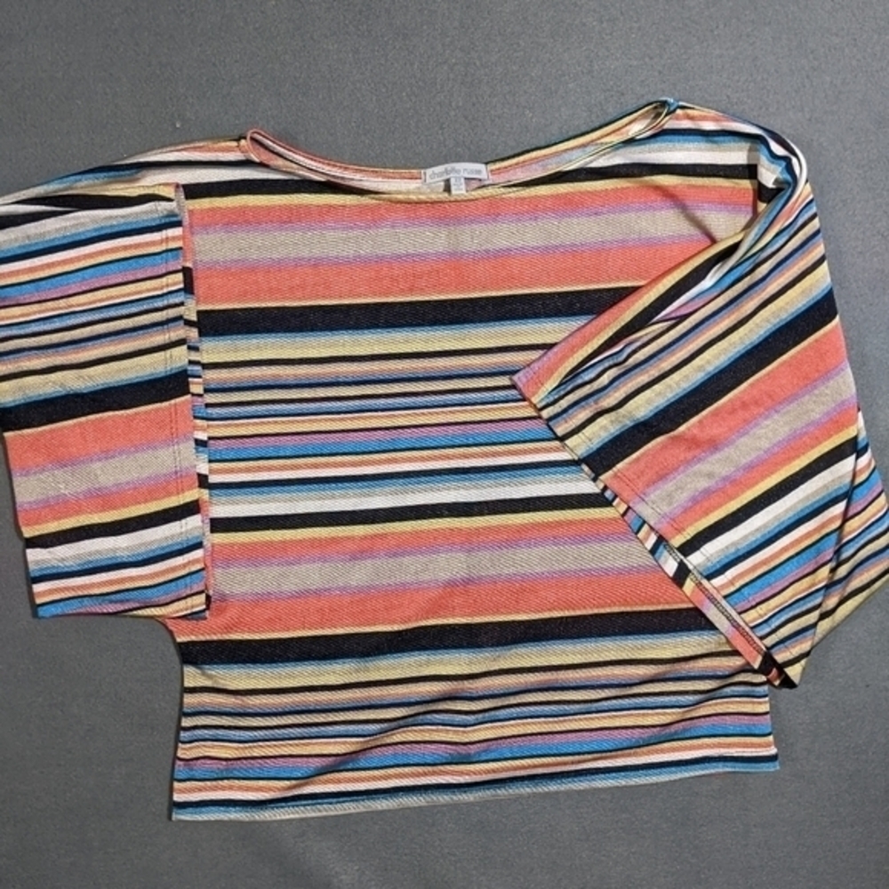 Charlotte Russe XS striped cropped bell‎ sleeve blouse